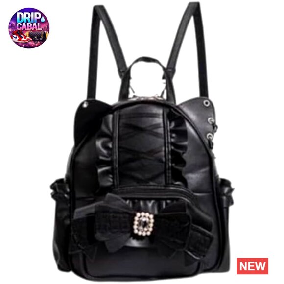 Gothic Lolita Mini Backpack Cat Ear Drawstring Y2K Japanese Style Cute main image 6